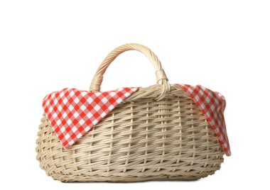 Beyaz arkaplanda boş Hasır Sepet