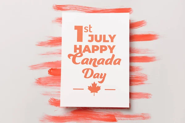 Tarjeta Felicitación Con Texto Julio Feliz Día Canadá Sobre Fondo —  Fotos de Stock