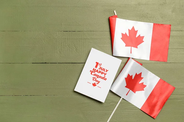 Wenskaart Met Tekst 1St Juli Happy Canada Dag Canadese Vlaggen — Stockfoto