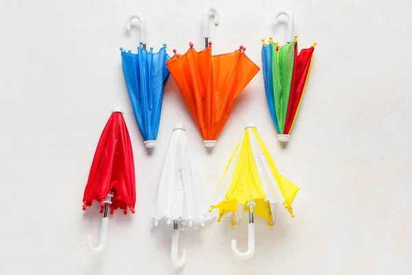 Many Different Umbrellas Light Background — Stock Photo, Image