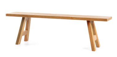 Beyaz arkaplanda ahşap bank