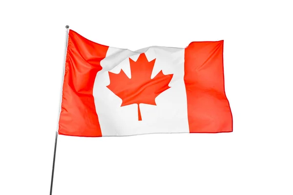 Ondeando Bandera Canadá Sobre Fondo Blanco — Foto de Stock