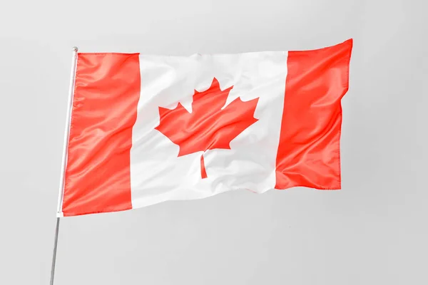 Ondeando Bandera Canadá Sobre Fondo Claro — Foto de Stock