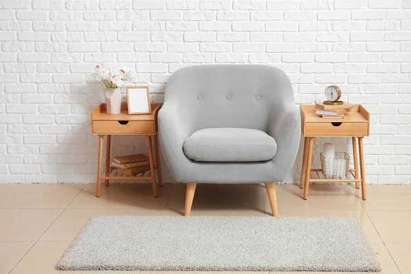 Modern Interior Room Tables Armchair — Stock Photo, Image