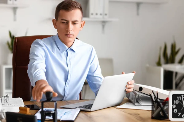 Young Male Notary Public Working Office — Stock Photo, Image