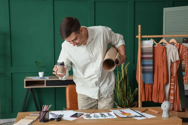 Male Fashion Designer Working Studio — Stock Photo, Image