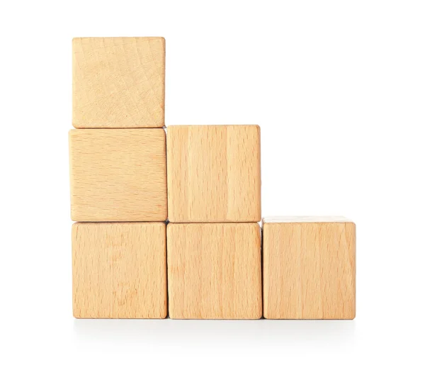 Wooden Cubes Isolated White — Stock Photo, Image