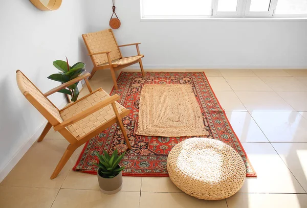 Interior Light Room Armchairs Houseplants Carpets — Stock Photo, Image