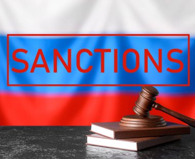 Yargıç tokmağı, kitaplar ve Rus bayrağına karşı SANCTION 'lar