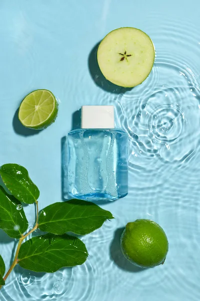 Bottle Fresh Perfume Color Background Top View — Stock Photo, Image