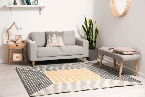 Interior Stylish Living Room Sofa Carpet — Stock Photo, Image
