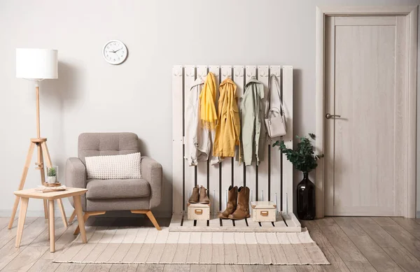 Interior Stylish Room Armchair Hanger Clothes — Stock Photo, Image
