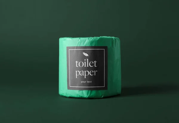 Toiletpapier Roll Groene Achtergrond — Stockfoto