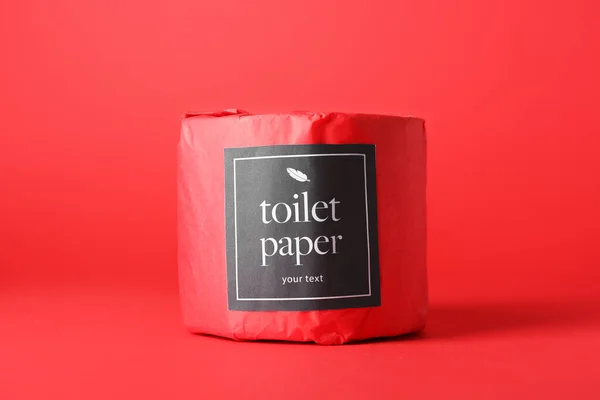 Toiletpapier Roll Rode Achtergrond — Stockfoto