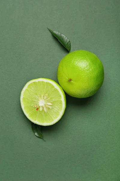Ripe Bergamot Fruits Green Background — Stock Photo, Image