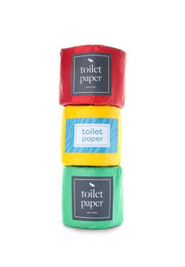 Tuvalet kağıdı beyaz arkaplanda yuvarlanır