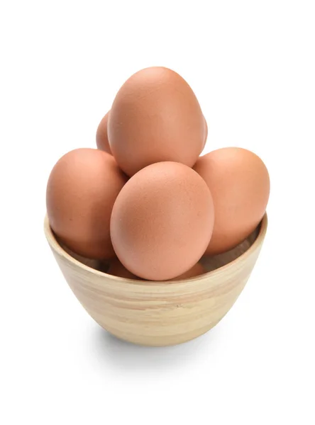 Bowl Brown Eggs White Background — Stock Photo, Image