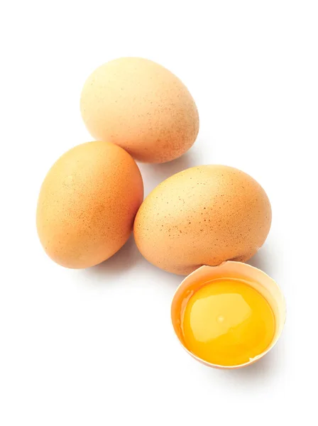 Uova Pollo Naturali Sfondo Bianco — Foto Stock