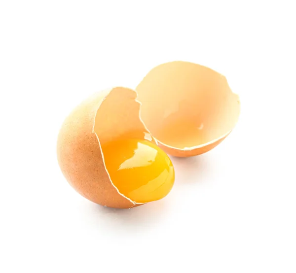 Cracked Chicken Egg Isolated White Background — Stock Photo, Image