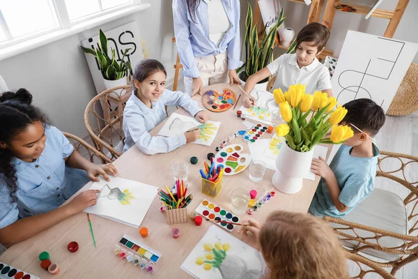 Cute Children Painting Master Class Art — Stock Photo, Image