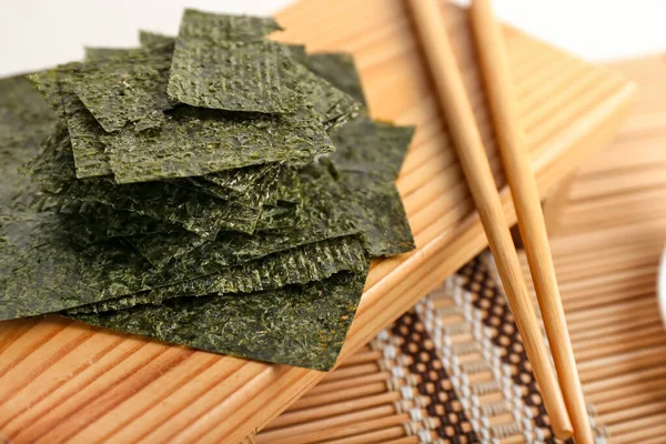 Board Tasty Seaweed Sheets Table Closeup — Stock Photo, Image