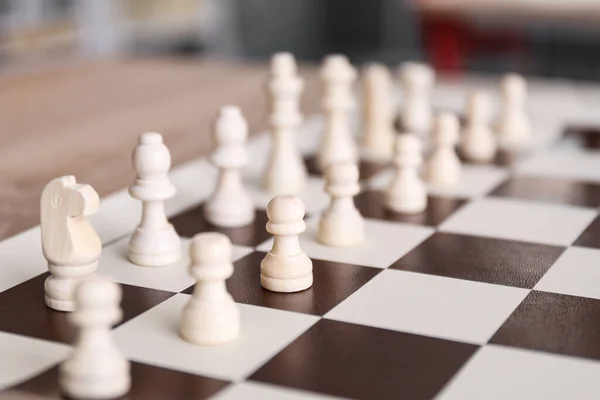 Board Chess Pieces Table Closeup — Stock Photo, Image