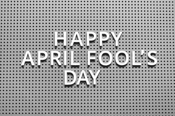 Grey Board Text Happy April Fool Day Closeup — Stock Photo, Image