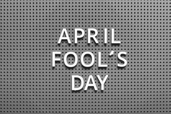 Grey Board Text Happy April Fool Day Closeup — Stock Photo, Image