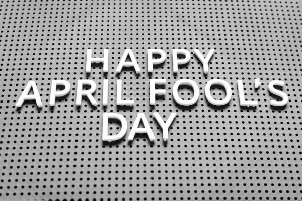 Grey Board Text Happy April Fool Day Closeup — Stock Photo, Image