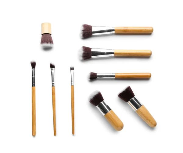 Set Makeup Brushes Isolated White — Stock Photo, Image