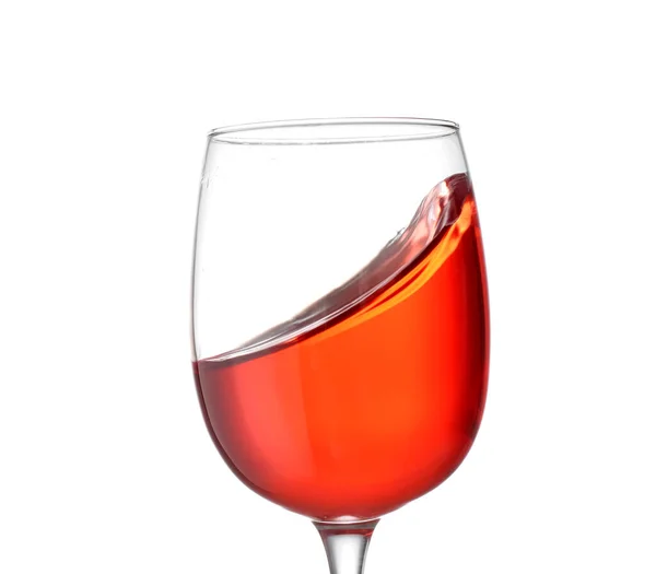 Glas Leckerer Wein Auf Weißem Hintergrund — Stockfoto