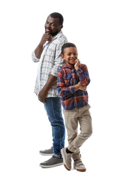 Portrait Homme Afro Américain Avec Son Petit Fils Sur Fond — Photo