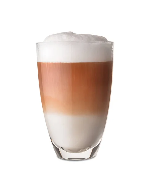 Copo Latte Saboroso Fundo Branco — Fotografia de Stock