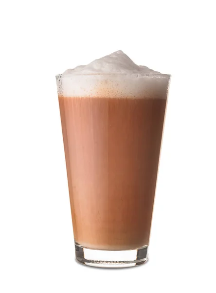 Glas Lekkere Latte Witte Achtergrond — Stockfoto