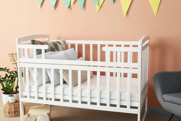 Stylish Children Room Crib Color Wall — Stock Photo, Image