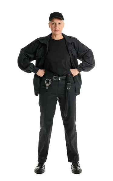 Female Security Guard Isolated White — Stock Photo, Image