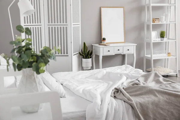 Interior Del Dormitorio Moderno Colores Blancos — Foto de Stock