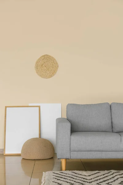 Interior Modern Living Room Stylish Sofa Photo Frame — Stock Photo, Image