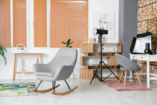 Interior Modern Photo Studio Lighting Equipment Furniture — Stock Photo, Image