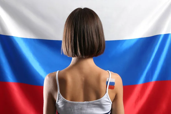 Beautiful Young Woman Flag Russia — Stock Photo, Image