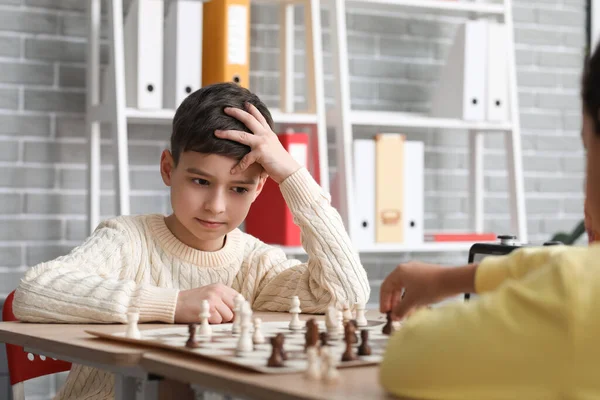 Little Children Playing Chess Tournament Club — Stock Photo, Image