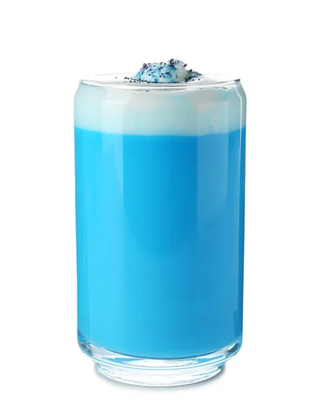 Bicchiere Matcha Blu Isolato Bianco — Foto Stock