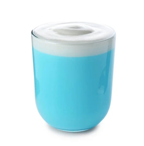 Glass Blue Matcha Tea Isolated White — Stock Photo, Image