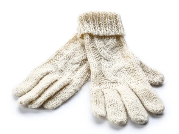 Knitted Warm Gloves White Background — Stock Photo, Image