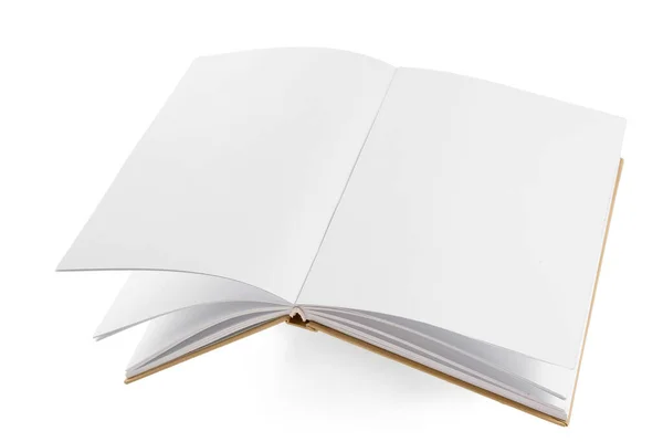 Fliegendes Buch Mit Leeren Seiten Auf Weißem Hintergrund — Stockfoto