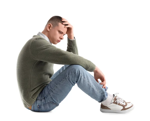Troubled Young Man White Background — Stock Photo, Image