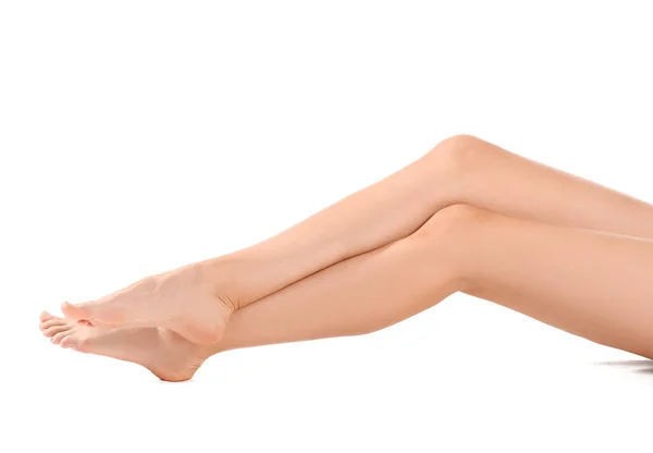 白い背景の女性裸足の足 — ストック写真