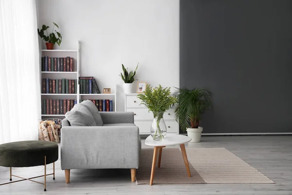 Boekenkast Met Sofa Modern Interieur — Stockfoto