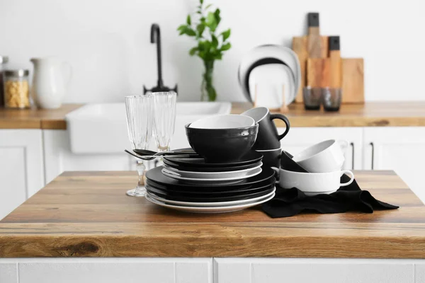 Set Clean Tableware Kitchen — Stock Photo, Image