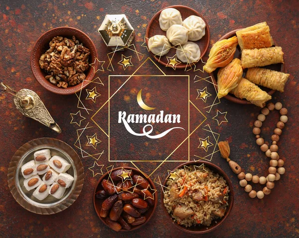 Üdvözlőlap Ramadan Keleti Édességek — Stock Fotó